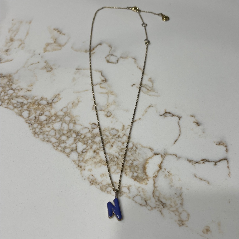 Baublebar Purple "N" Initial Pendant Gold Necklace